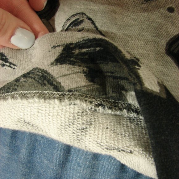 Floral Greys Grays Pull Over Sweatshirt XL LOGG french terry soft comfortable - Picture 6 of 12